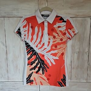 J.Lindeberg Women's Red and Black Patterned Top